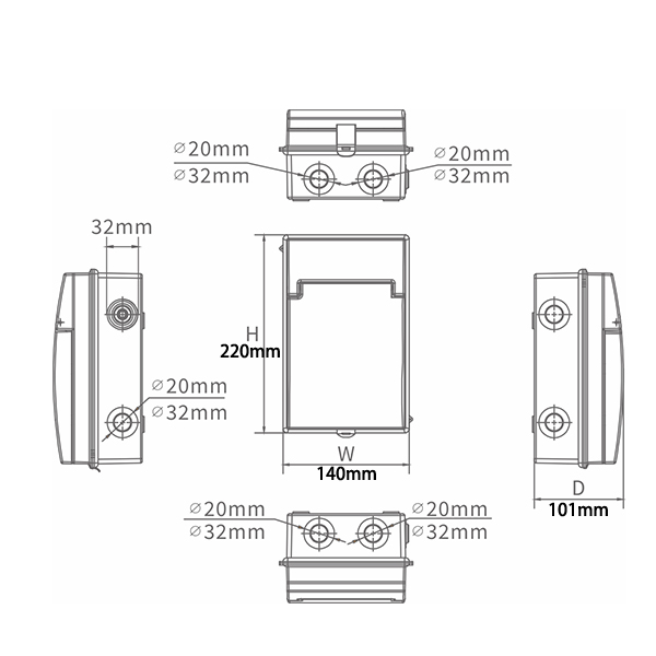 5way IP65 AL Garage Unit Surface Mounted-wosomelec